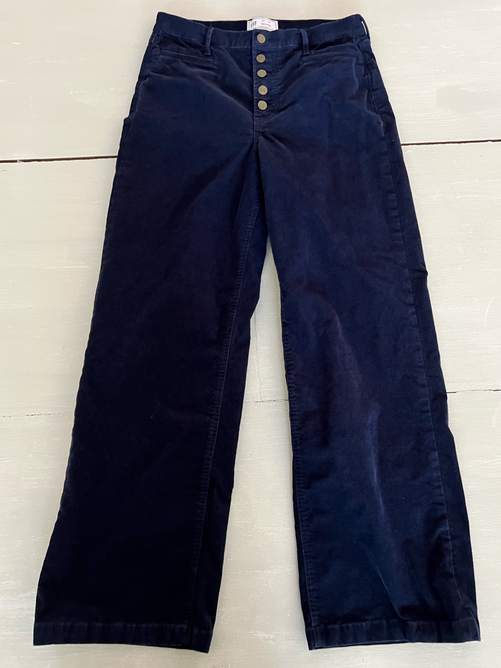 GAP 1969 High Rise Pants | Women’s 30/10L | Navy Corduroy | 5-Button Fly